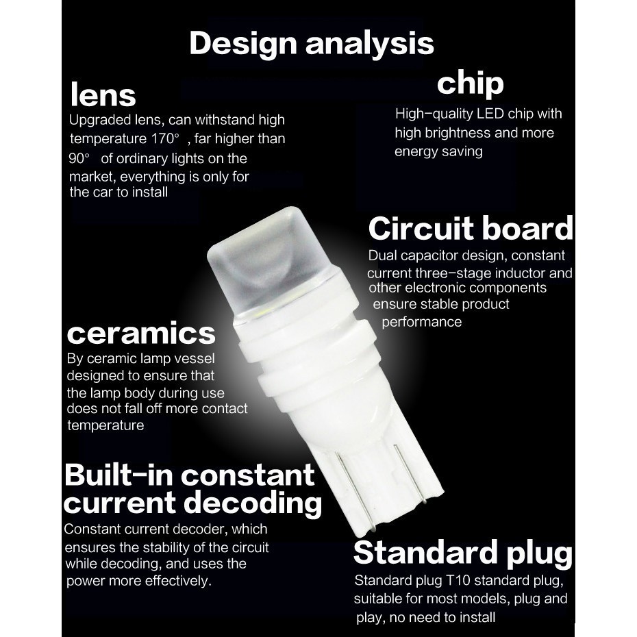 Bóng đèn sứ T10 W5W dành cho làm đèn biển số đèn cửa trong xe