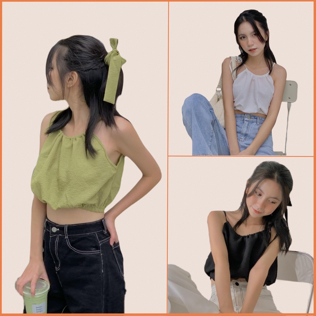 Áo yếm croptop buộc cổ kèm băng đô - Áo kiểu nữ đi biển A-2DTB