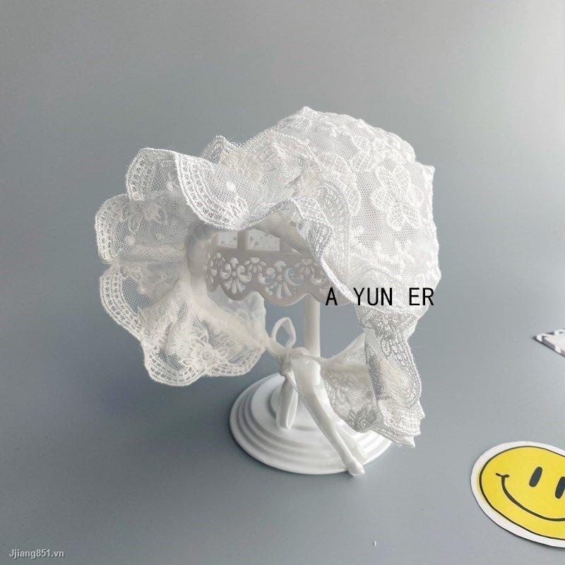 Mũ cotton phối ren dễ thương phong cách Hàn Quốc thời trang xuân hè dành cho bé gái