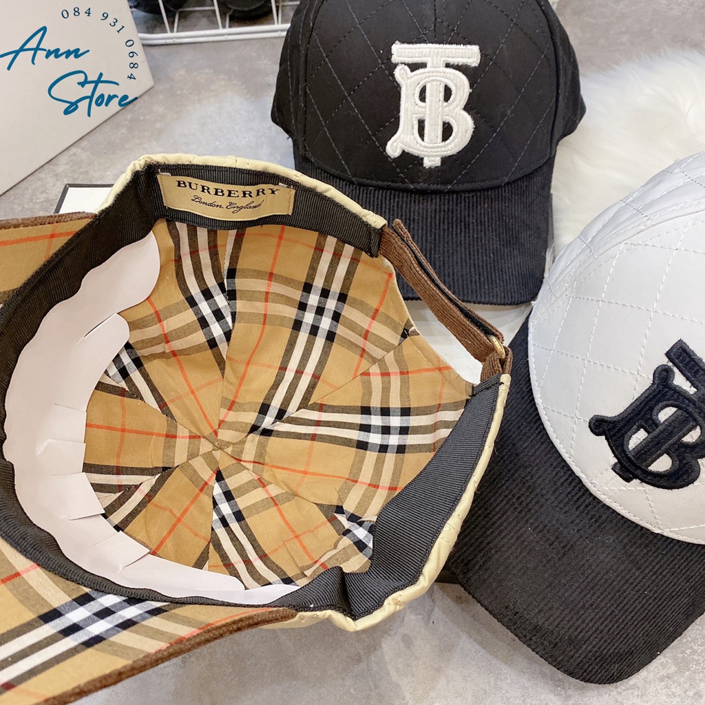 Mũ lưỡi trai Burberry vải gió trần trám, vành mũ nhung tăm cực chất, hàng đẹp 2 lớp dày dặn phom mũ căng chuẩn hàng xuất