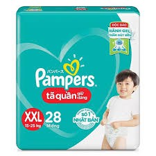 Bỉm Quần Pamper Giữ dáng Size bé S 52, M 40, L36, Xl 32, XXL 28