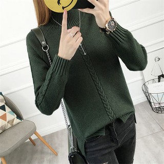 Áo len cổ tròn xẻ tà dáng mới 2017