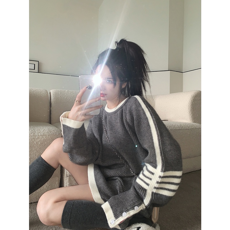 Áo thun tay dài dáng rộng màu sắc thời trang phong cách Hàn Quốc