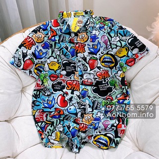 Áo Sơ Mi Hoạt Hình Nhóm Lớp - Ma Xanh Boo Vàng Dâu Halloween - #AA