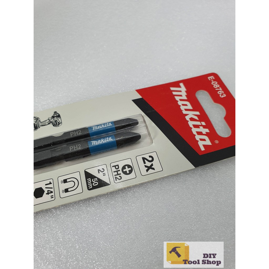 Bộ 2 Mũi Vít PH2 dài 50mm IMPACT BLACK MAKITA E-08763 chuôi lục giác - Chính Hãng