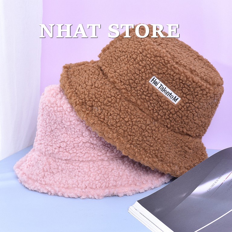 Mũ Bucket lông cừu mềm siêu dễ thương phong cách Hàn Quốc (có ảnh thật) - Nón MU04