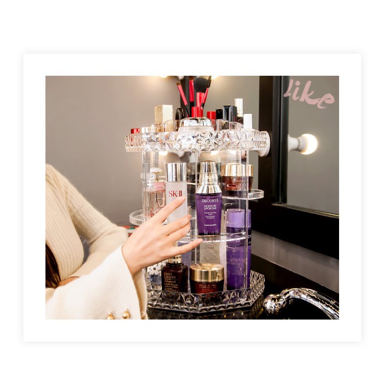 SF-1702D-Kệ để mỹ phẩm nhựa trong suốt 360 độ cao cấp