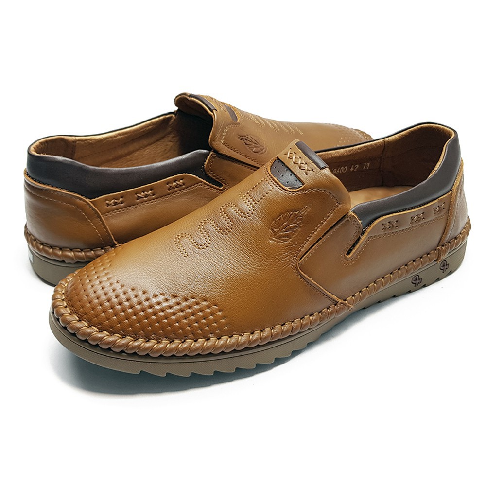 [Bao giá shoppe] Giày lười nam da bò thật 100% GL02 (Đen-Nâu)