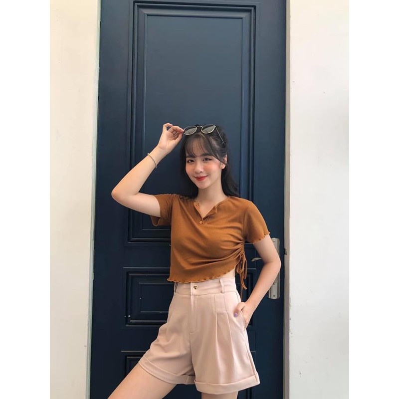 Quần short nữ gập gấu, quần đùi nữ chât liệu đẹp.M224