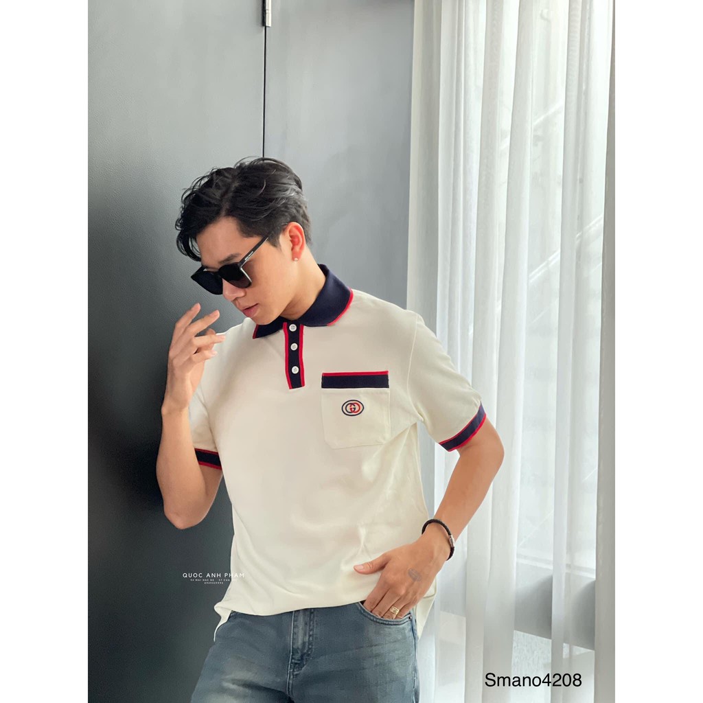 Áo gucci ngắn tay có cổ thêu, áo phông năm nữ