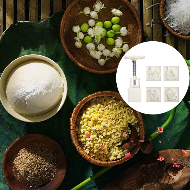 Bộ 4 Khuôn In Trang Trí Bánh Trung Thu Xinh Xắn