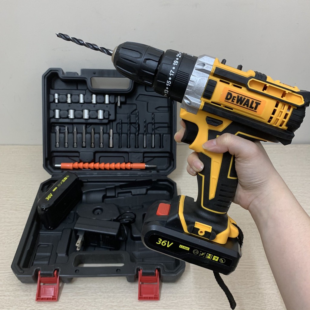 Máy Khoan Pin DEWALT 36V Có Búa, Máy Khoan Bắt Vít, Tặng bộ phụ kiện 24 chi tiết