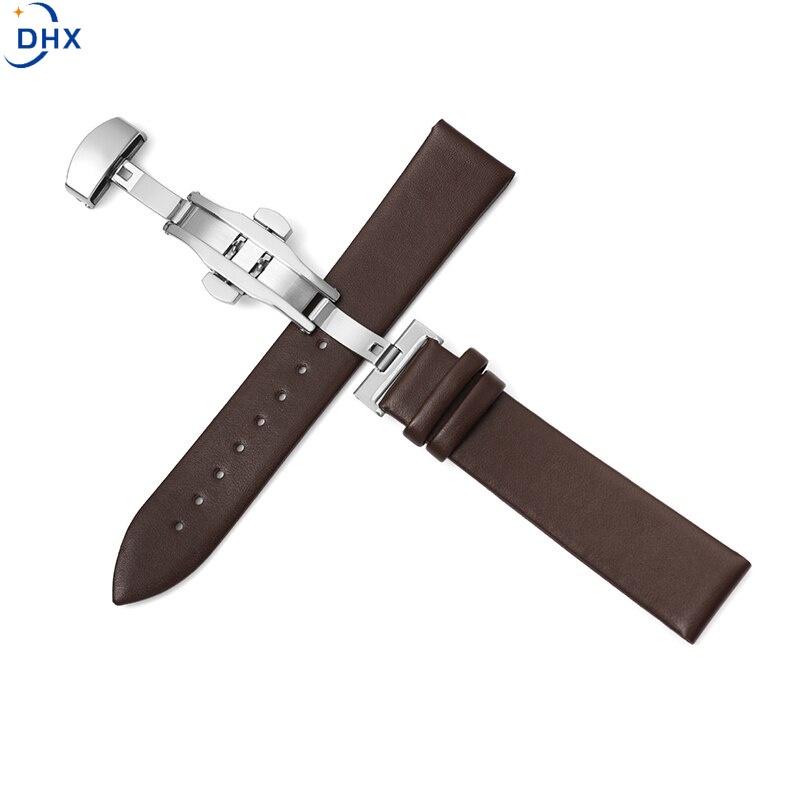 Dây đeo đồng hồ bằng da bò siêu mỏng kích thước 10-22mm 20mm