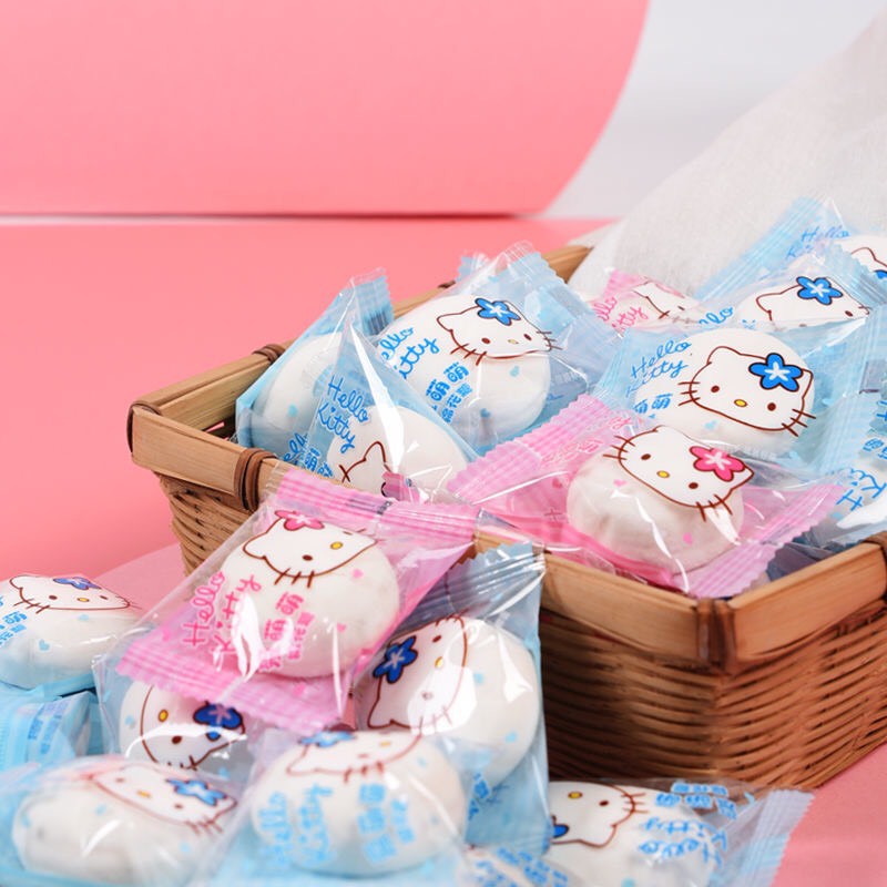 KẸO BÔNG HELLO KITTY NHÂN HOA QUẢ MỀM THƠM DAI DAI