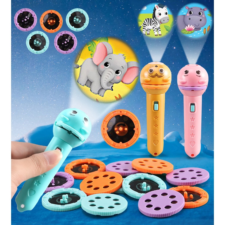 Đèn Pin Động Vật chiếu 40 Hoạt Hình Trái Cây, Động Vật, Cho Bé - Đồ chơi học tập và giải trí