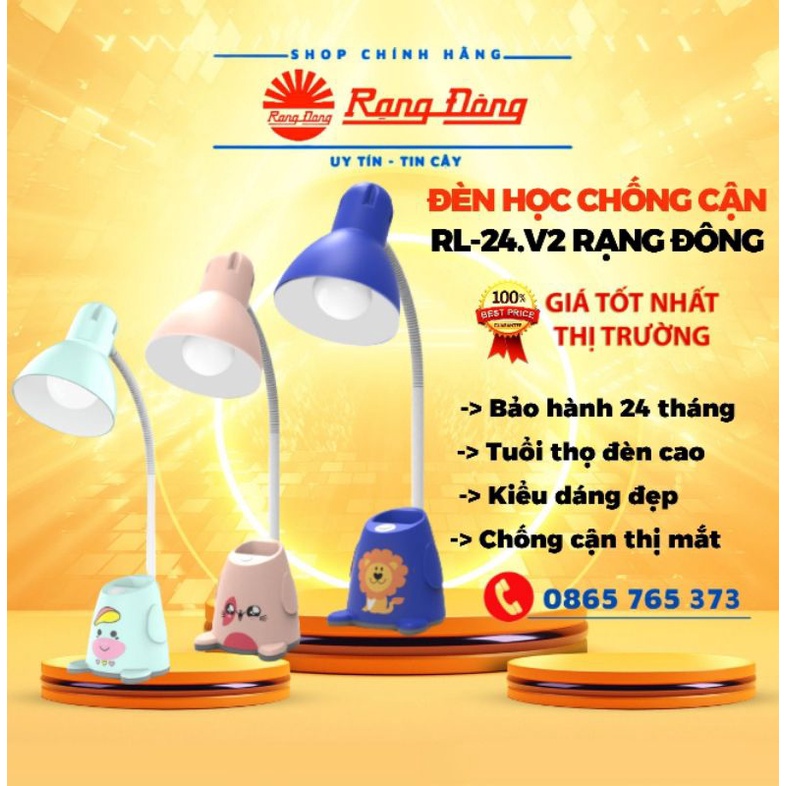 Đèn học để bàn RẠNG ĐÔNG chống cận, đèn bàn Led RL-24.V2 - 5W, có ống đựng bút