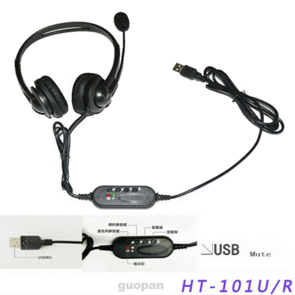 USB Port Office Noise Cancelling Hands Free Left Right 360 Rotatable Volume Adjustable Call Centre Headset Microphone