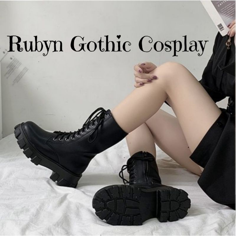 [SẴN TRẮNG, ĐEN] Giày Boots chiến binh cổ cao Gothic khóa kéo siêu cá tính ( Size 35 - 40 )
