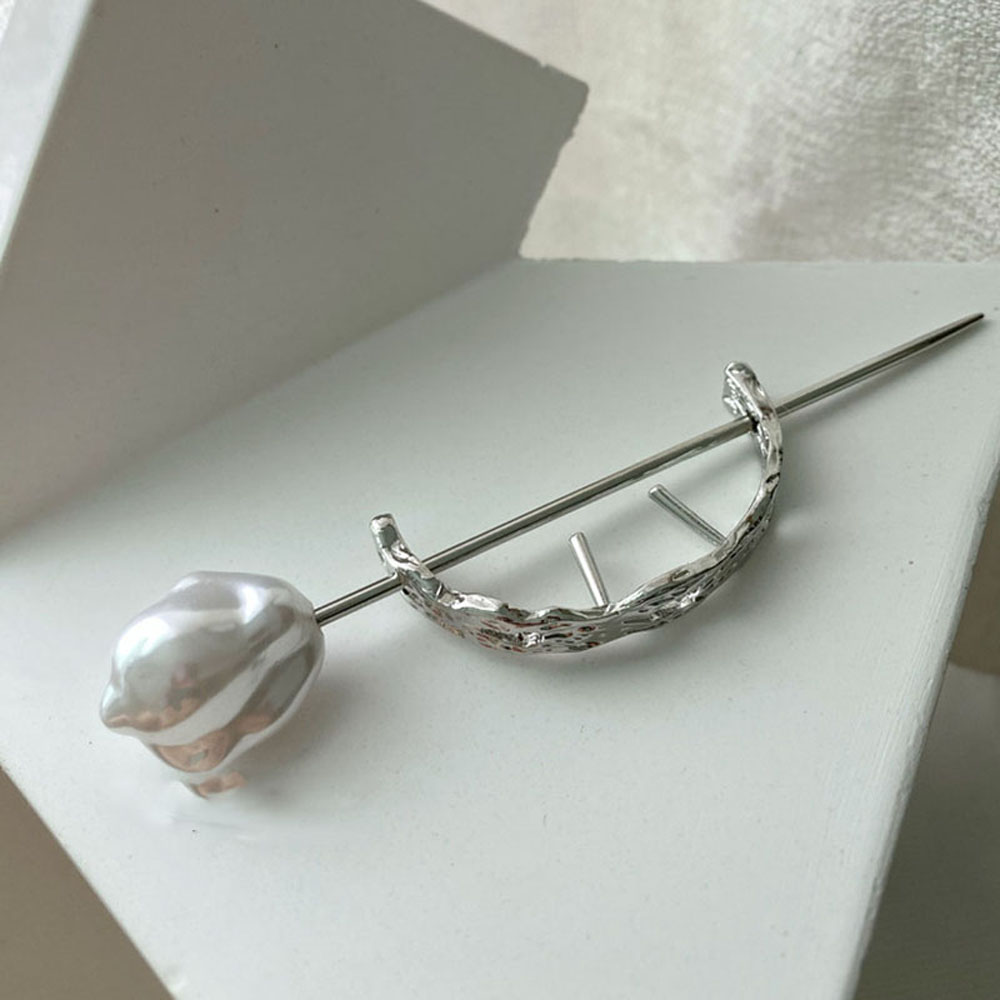 Trâm cài tóc bằng kim loại đính ngọc trai nhân tạo phong cách vintage cho nữ