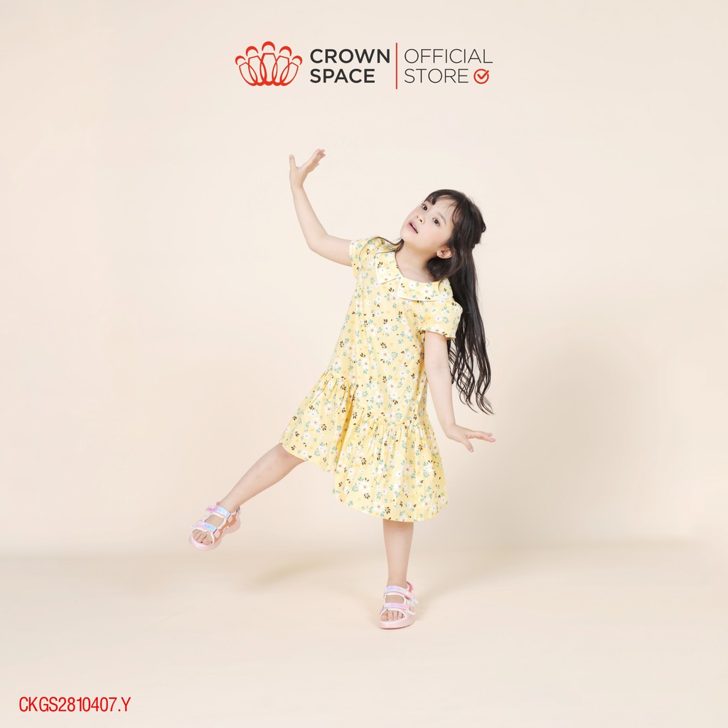 Váy Hoa Nhí Vàng Pastel Cho Bé Gái Chính Hãng Crown Space CKGS2810407.Y