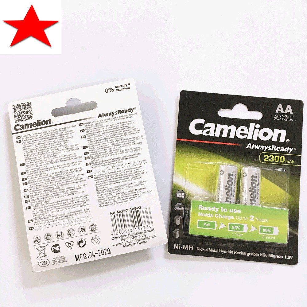 Pin sạc AA Camelion 2300mAh, 2500mAh, 2700mAh chính hãng