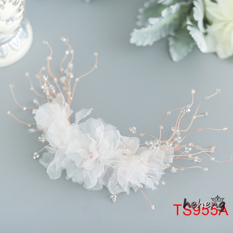 Kẹp Tóc Hợp Kim Đính Hoa Xinh Xắn Cho Cô Dâu