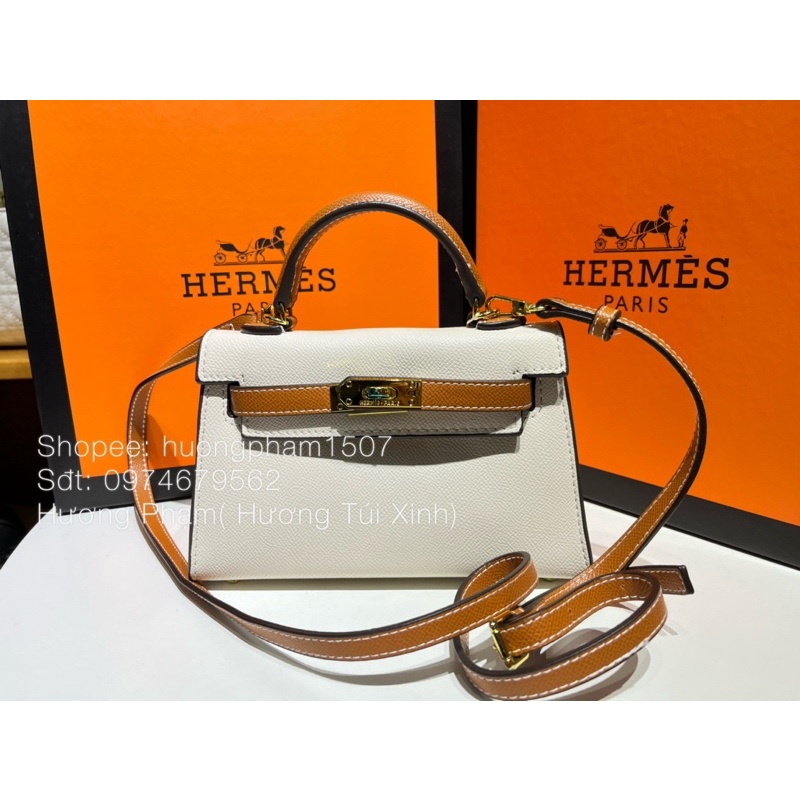 TÚI KELLY MINI TAG VÀNG 1 DÂY HÀNG ĐẸP TẶNG KHĂN KHÔNG HỘP