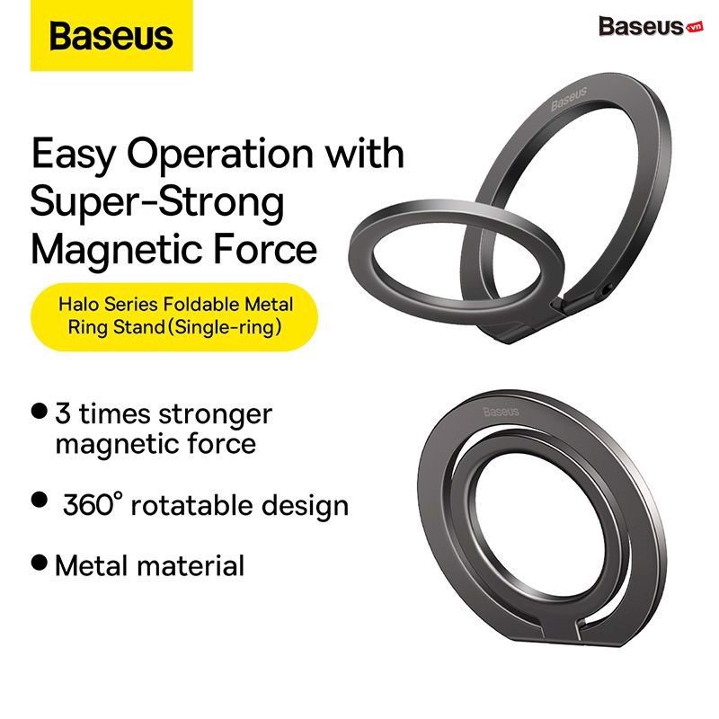 Giá Đỡ Vòng Kim Loại Có Thể Gập Lại Từ Tính Baseus Halo Series Foldable Metal Ring Stand