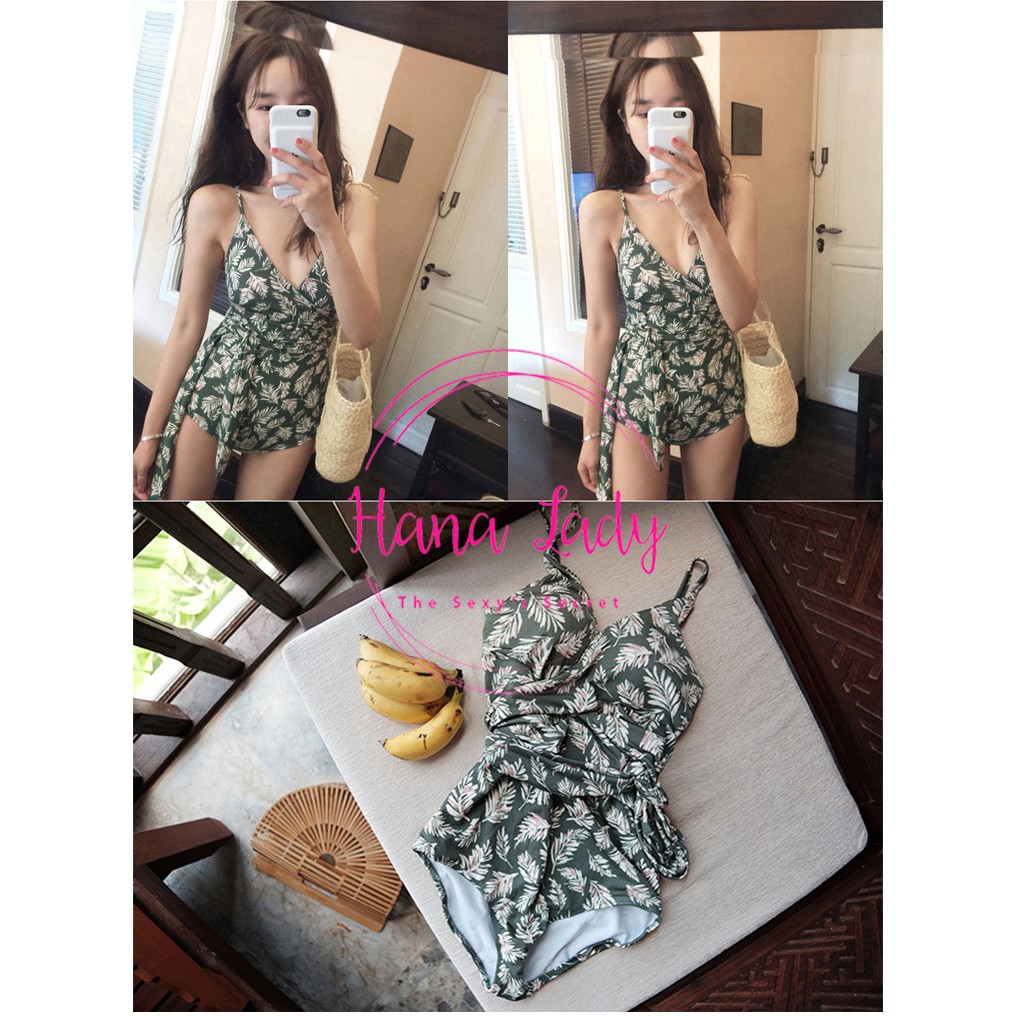 Bikini một mảnh họa tiết lá cute BN065