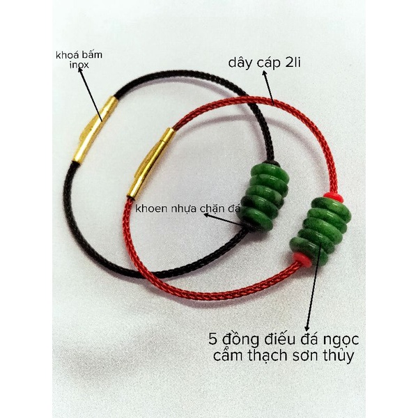 Vòng tay đồng điếu ngũ phúc trợ công danh tài lộc màu xanh lá chủ tất cả các mệnh