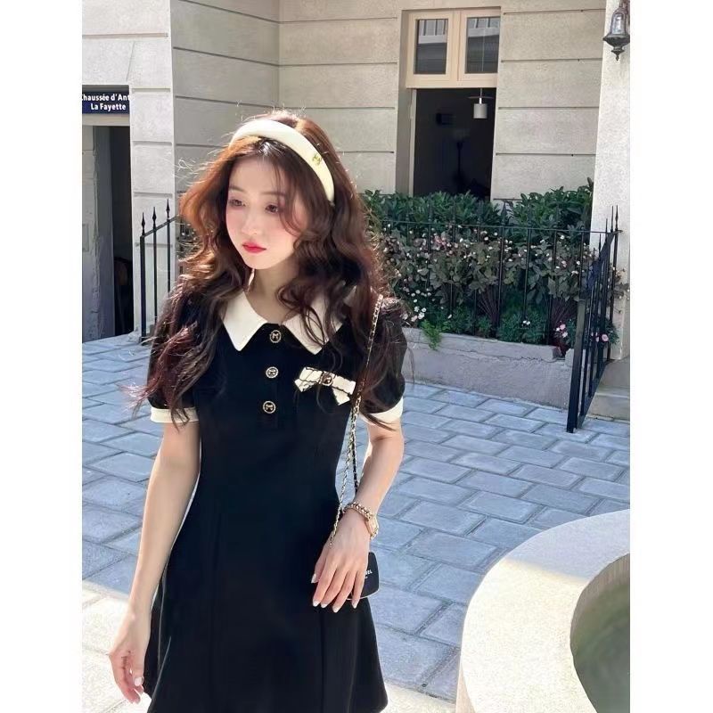 COZOK Đầm Tay Ngắn Cổ Bẻ Dáng Ôm Hợp Thời Trang