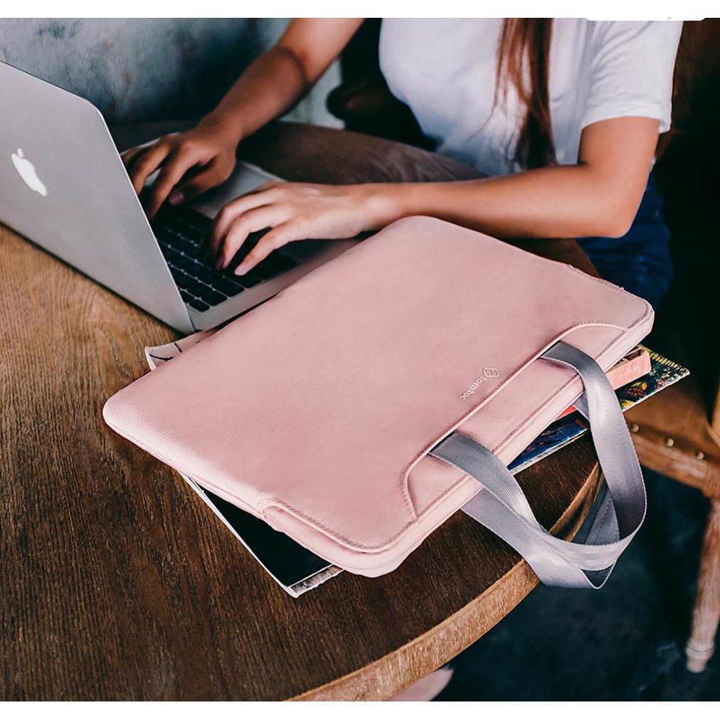 (ẢNH THẬT - 🍀FREESHIP🍀) Túi xách đựng laptop, macbook thời trang nữ 13 inch - TOMTOC  Slim Handbag A21 Màu hồng