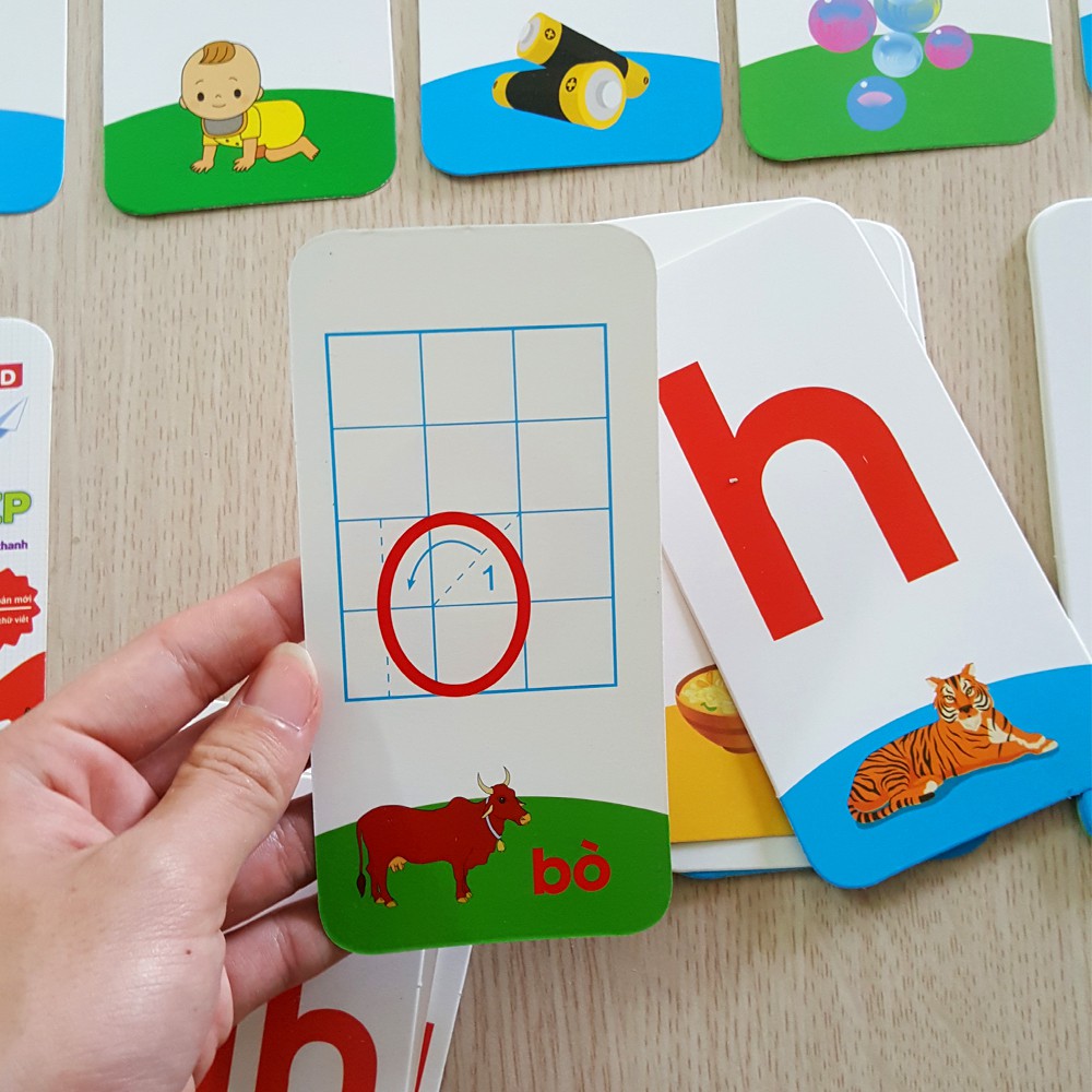 Flash cards - Thẻ học thông minh cho bé với 45 thẻ chữ cái chữ ghép và dấu thanh