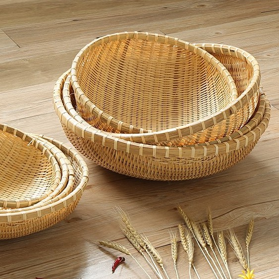 Rổ tre tròn đan thưa BAMBOOO ECO giỏ đựng đồ đa năng phòng bếp