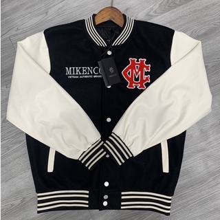 Áo khoác bomber mikenco nỉ tay da vintage phong cách unisex