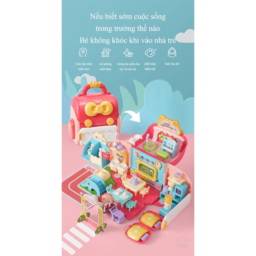 Bộ đồ chơi ngôi nhà búp bê mô phỏng trường mẫu giáo Doll House - Phát triển kĩ năng cho bé