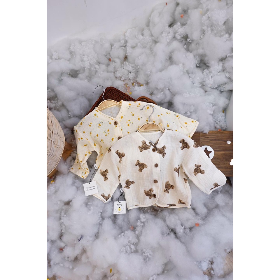 (Hàng thiết kế) Áo khoác mỏng hoạ tiết hoa vàng xinh xắn cho bé_Haaro Babies_Daisy Cardigan