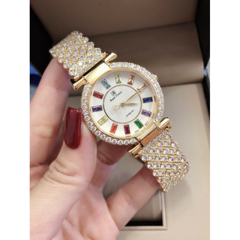 Đồng Hồ Royal Crown Nữ 4604  Đá Vàng  Fullbox