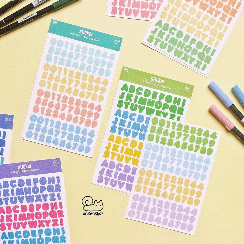 Set sticker bảng chữ số Colorful (2 tấm)