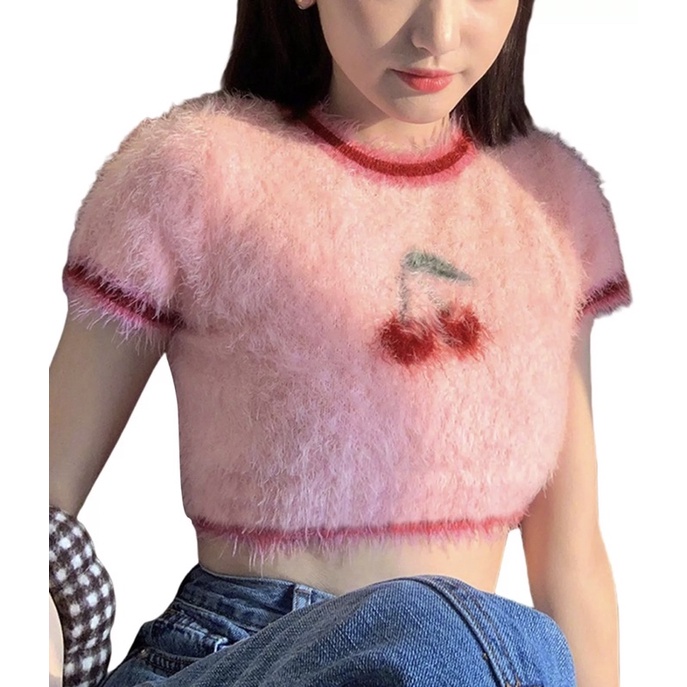 Áo thun dệt kim cherry