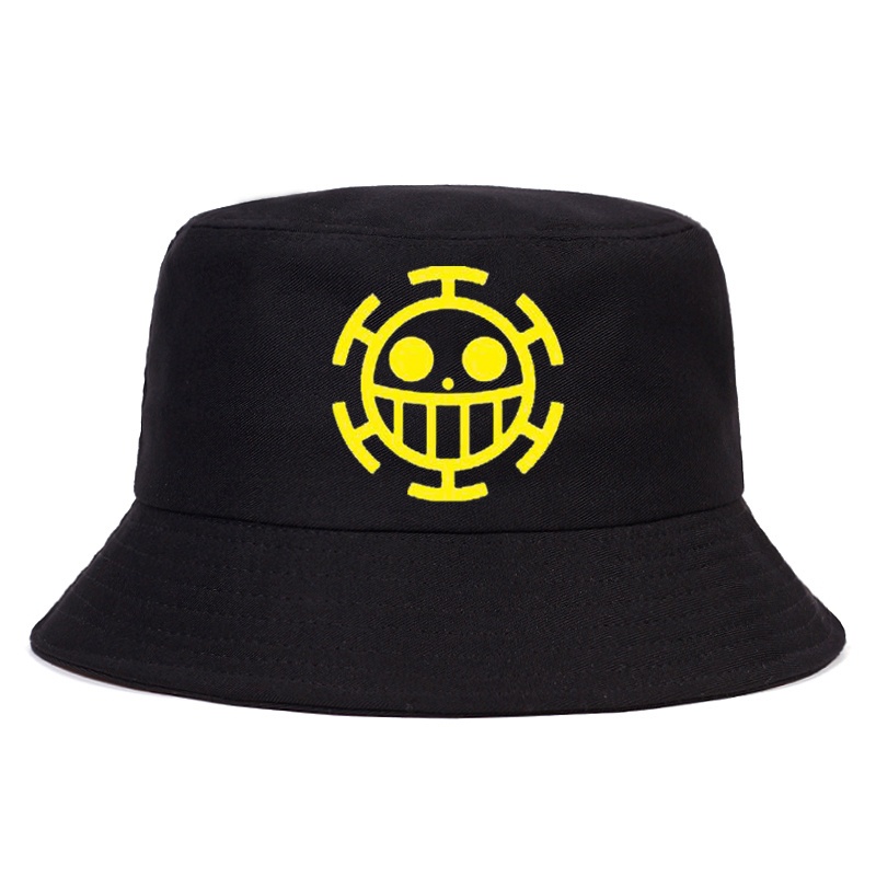 Mũ tròn vành 100% cotton in hình hoạt hình One Piece chất lượng cao
