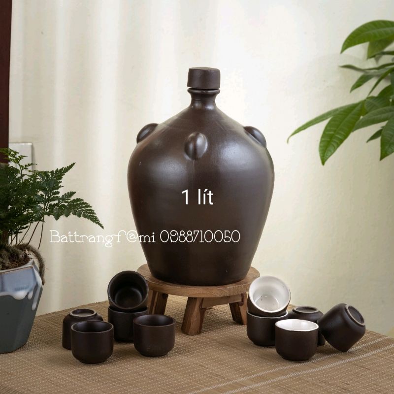 Nậm rượu gốm sứ Bát Tràng dáng tròn dung tích 0,5 lít, 1 lít, 2 lít