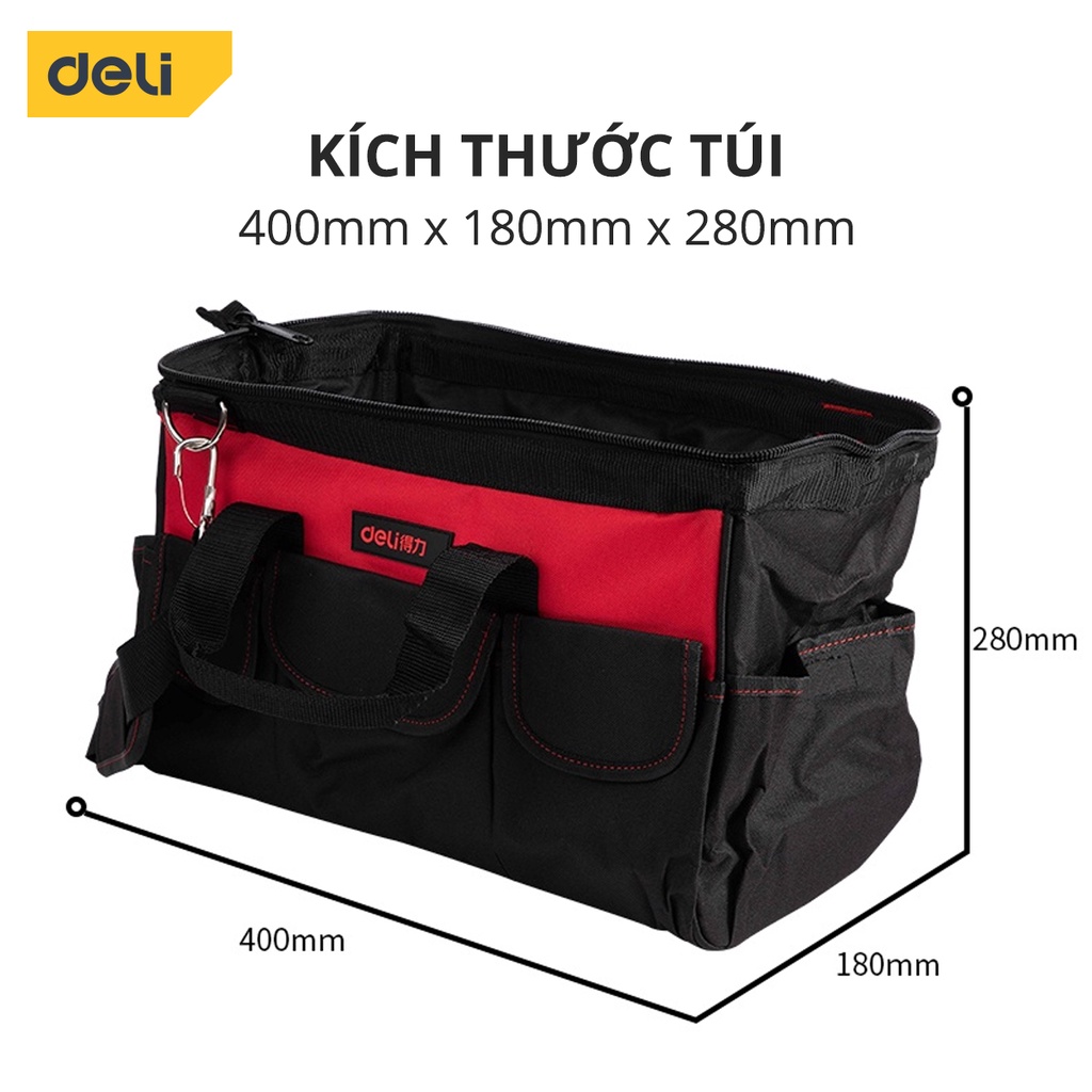 Túi Đựng Đồ Nghề Dụng Cụ Deli Siêu Bền - Nhiều Ngăn Tiện Dụng, Vải Chống Nước - Quai Đeo Dễ Dàng Di Chuyển DL5862