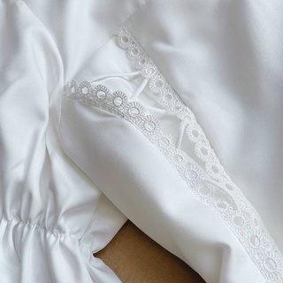 ĐẦM TRẮNG CỔ SƠ MI ĐAN DÂY EO