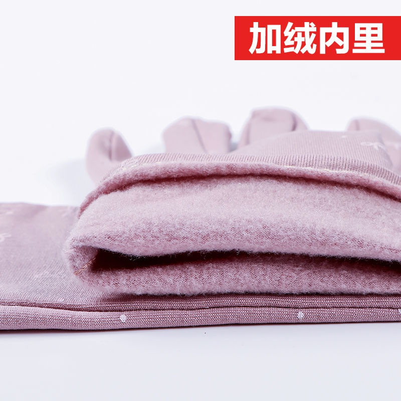 Găng tay hở ngón hai ngón bằng vải nhung cotton dày dặn chống lạnh chống gió mùa thu đông cho nữ