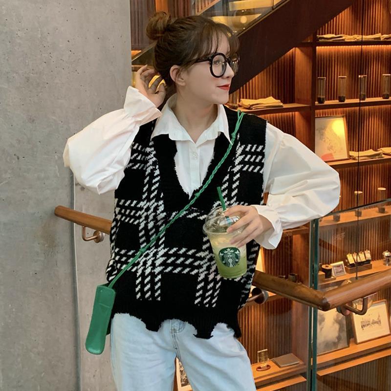 Áo Khoác Len Không Tay Dáng Rộng Phong Cách Hàn Quốc Trẻ Trung Cho Nữ