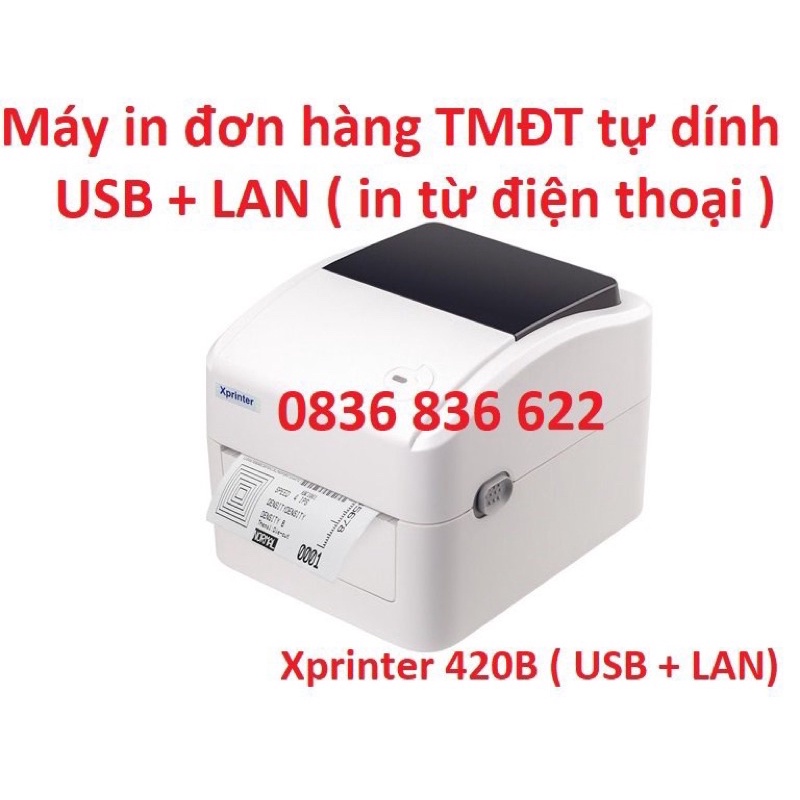 Máy in đơn hàng sàn TMĐT giấy A6, in mã vạch 3 hàng khổ 110m, giấy dán tự dính Xprinter XP 420B - XP 470B - XP 490B