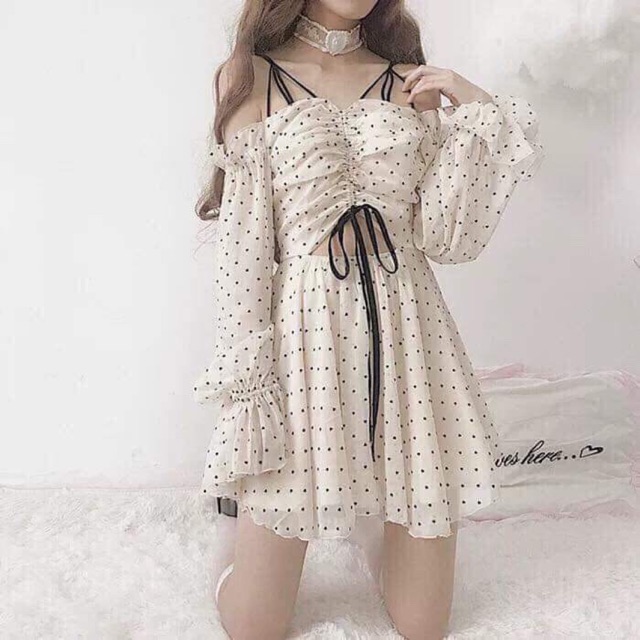Váy chấm bi kèm ảnh thật