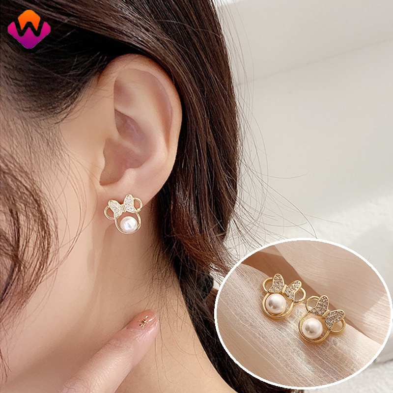 Khuyên Tai Bạc Họa Tiết Hoạt Hình Đính Ngọc Trai Thời Trang Cho Nữ