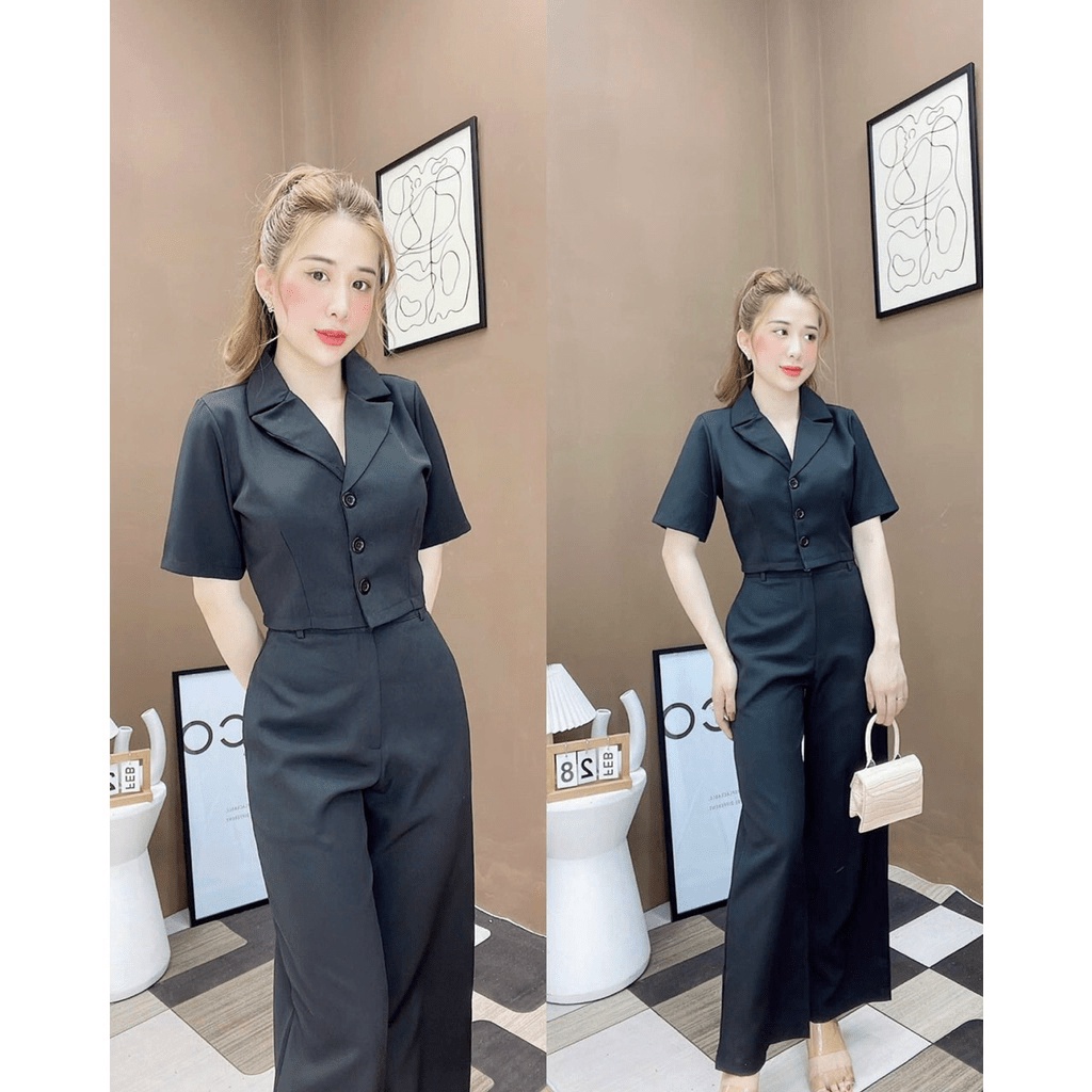 set vest nữ quần dài , set vest nữ 2 món , set nguyên bộ quần dài ông suông áo vest , set bộ vest